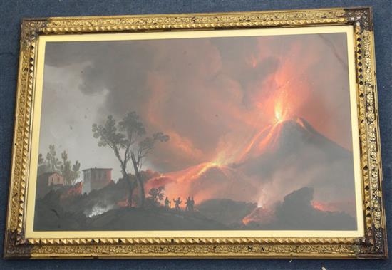19th century Neapolitan School Vesuvius in eruption 16 x 25in.
